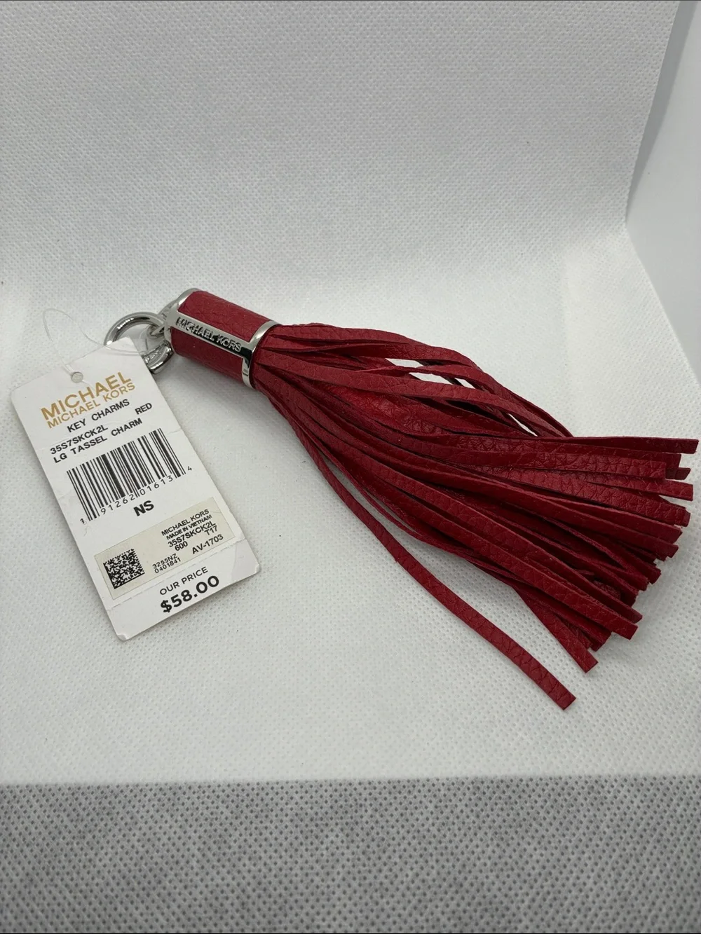 Michael Kors Burgundy Leather Tassel Key & Bag Charm